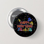 Happy New Years Text mit Party Hats & Confetti Button (Vorne & Hinten)