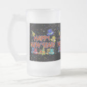 Happy New Years Text mit Party Hats & Confetti Mattglas Bierglas (Links)