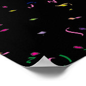 Happy New Years Text mit Party Hats & Confetti Poster (Ecke)