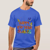 Happy New Years Text w/Party Hats & Confetti T-Shirt (Vorderseite)