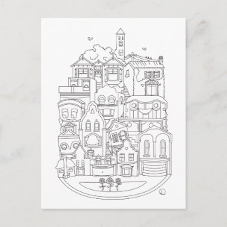 Happy New Zuhause Color in Postcard Postkarte