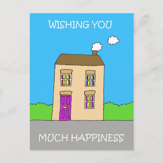 Happy New Zuhause Fun Cartoon House Postkarte (Vorderseite)