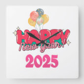 Happy Newyear 2025 Wanduhr (Vorderseite)
