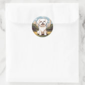 Happy Niedlich Adorable Happy Maltese Dog Welpe Runder Aufkleber (Tasche)