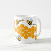 Happy Niedlich Bee Comb Funny Honey Muster Kaffeetasse (VorderseiteRechts)