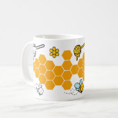 Happy Niedlich Bee Comb Funny Honey Muster Kaffeetasse (Vorderseite Links)