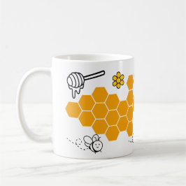 Happy Niedlich Bee Comb Funny Honey Muster Kaffeetasse