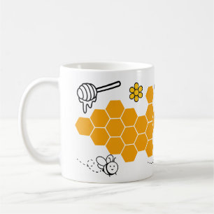 Happy Niedlich Bee Comb Funny Honey Muster Kaffeetasse