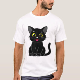 Happy Niedlich Black Kitty T-Shirt