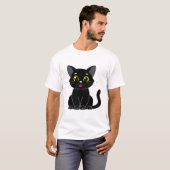 Happy Niedlich Black Kitty T-Shirt (Vorne ganz)