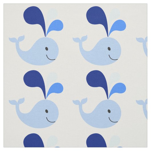 Happy Niedlich Blue Whale Fabric Stoff (Muster)