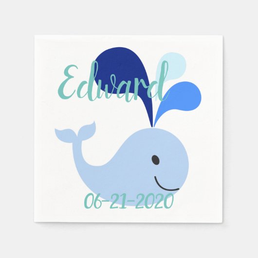 Happy Niedlich Blue Whale Serviette (Vorderseite)