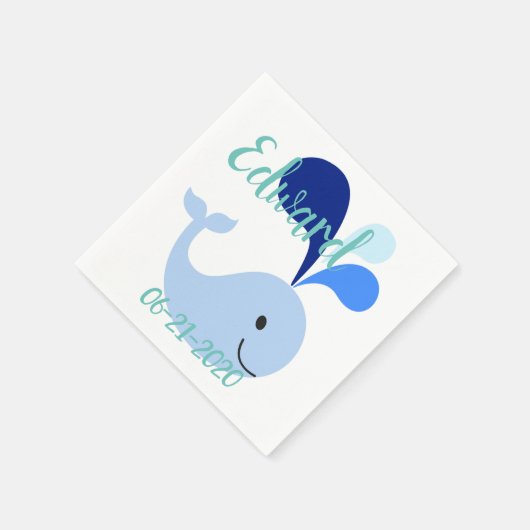Happy Niedlich Blue Whale Serviette (Ecke)