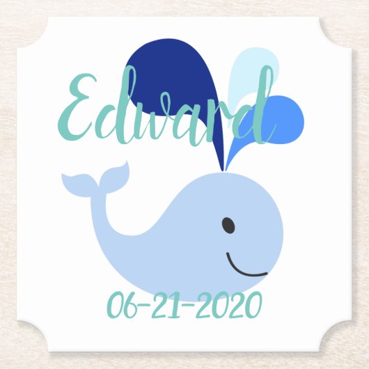 Happy Niedlich Blue Whale Untersetzer (Vorderseite)