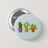 Happy Niedlich Cactus in Blume Pots Fun Illustrati Button (Vorne & Hinten)