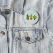 Happy Niedlich Cactus in Blume Pots Fun Illustrati Button (Beispiel)