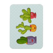 Happy Niedlich Cactus in Blume Pots Fun Illustrati Magnet (Vertikal)