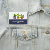 Happy Niedlich Cactus in Blume Pots Fun Illustrati Namensschild (Beispiel)