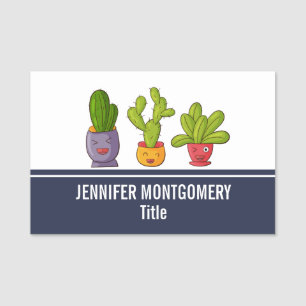 Happy Niedlich Cactus in Blume Pots Fun Illustrati Namensschild
