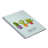 Happy Niedlich Cactus in Blume Pots Fun Illustrati Notizblock (Rechte Seite)