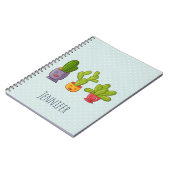 Happy Niedlich Cactus in Blume Pots Fun Illustrati Notizblock (Linke Seite)