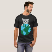 Happy Niedlich Cat Protect Planet Earth Day T-Shirt (Vorne ganz)