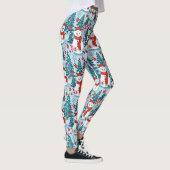 Happy Niedlich Festive Snowmen in Blau und Rot Leggings (Rechts)