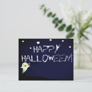 Happy Niedlich Ghost on a Starry Halloween Nightsk Postkarte