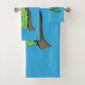 Happy niedlich Green Raupe Cartoon Illustration Badhandtuch Set (Insitu)