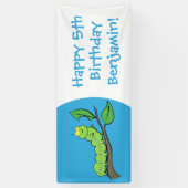 Happy niedlich Green Raupe Cartoon Illustration Banner (Vertikal)