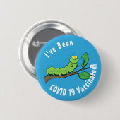 Happy niedlich Green Raupe Cartoon Illustration Button (Vorne & Hinten)