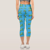 Happy niedlich Green Raupe Cartoon Illustration Capri Leggings (Rückseite)