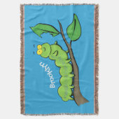 Happy niedlich Green Raupe Cartoon Illustration Decke (Vorderseite Vertikal)