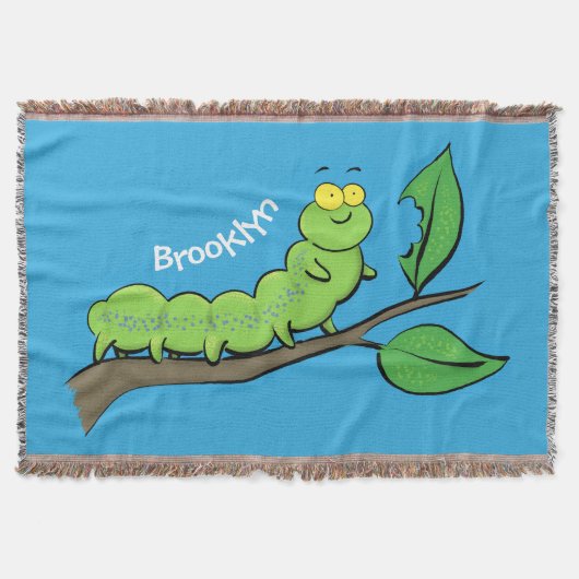 Happy niedlich Green Raupe Cartoon Illustration Decke (Vorderseite)