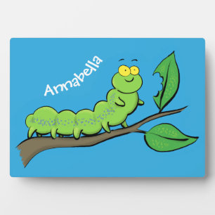 Happy niedlich Green Raupe Cartoon Illustration Fotoplatte