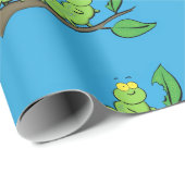 Happy niedlich Green Raupe Cartoon Illustration Geschenkpapier (Rolleneckpunkt)