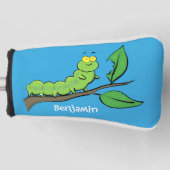 Happy niedlich Green Raupe Cartoon Illustration Golf Headcover (Vorderseite)