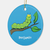 Happy niedlich Green Raupe Cartoon Illustration Keramik Ornament (Links)