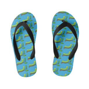 Happy niedlich Green Raupe Cartoon Illustration Kinderbadesandalen