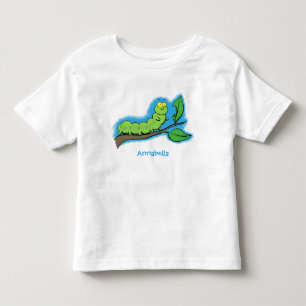 Happy niedlich Green Raupe Cartoon Illustration Kleinkind T-shirt