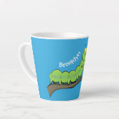 Happy niedlich Green Raupe Cartoon Illustration Milchtasse (Linke Ecke)