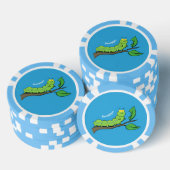 Happy niedlich Green Raupe Cartoon Illustration Pokerchips (Stapel)