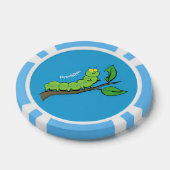 Happy niedlich Green Raupe Cartoon Illustration Pokerchips (Einzeln)