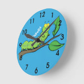 Happy niedlich Green Raupe Cartoon Illustration Runde Wanduhr (Winkel)