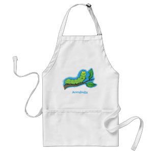 Happy niedlich Green Raupe Cartoon Illustration Schürze