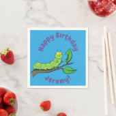 Happy niedlich Green Raupe Cartoon Illustration Serviette (Beispiel)
