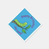 Happy niedlich Green Raupe Cartoon Illustration Serviette (Ecke)