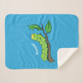 Happy niedlich Green Raupe Cartoon Illustration Sherpadecke (Vorderseite (Horizontal))