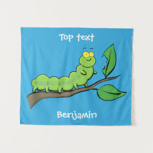 Happy niedlich Green Raupe Cartoon Illustration Wandteppich