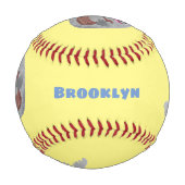 Happy niedlich Harp Siegel Cartoon Illustration Baseball (Rückseite)